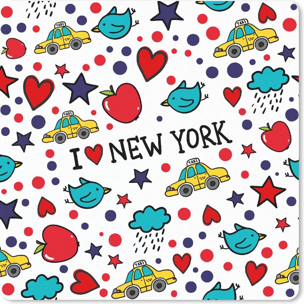 Muismat 30x30 cm - Mousepad New York - Tekening - Rood - Muismatten