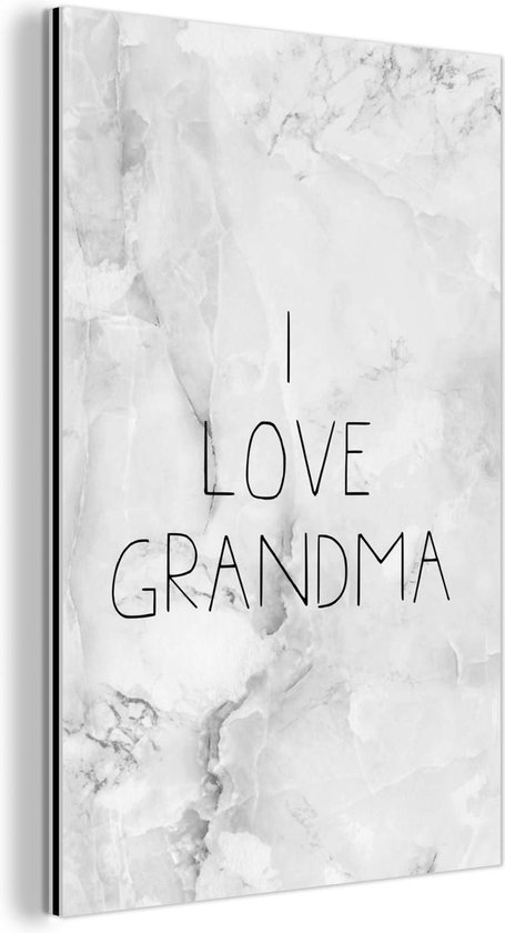 Décoration murale Métal - Peinture Aluminium Industrielle - Citations - J'aime Mamie - Proverbes - Mamie - 80x120 cm - Dibond - Photo sur aluminium - Décoration murale industrielle - Pour le salon / chambre