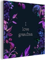 Décoration murale Métal - Peinture Aluminium Industriel - Citations - J'aime grand-mère - Proverbes - Grand-mère - 20x20 cm - Dibond - Photo sur aluminium - Décoration murale industrielle - Pour le salon / chambre