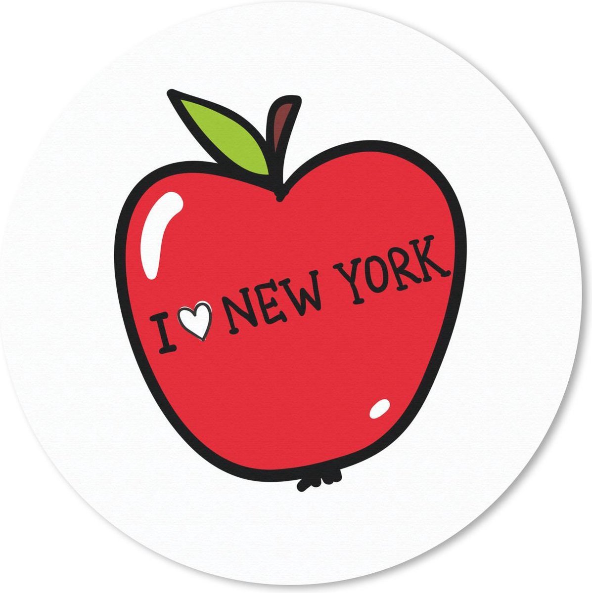 Muismat rond 20x20 cm - Mousepad New York - Rood - Appel - Ronde muismatten