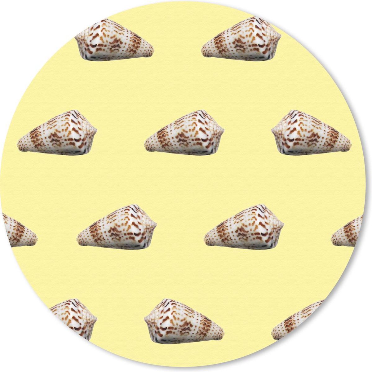 Muismat rond 30x30 cm - Mousepad Schelpen - Patroon - Geel - Zomer - Ronde muismatten