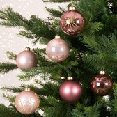 Decoris Kerstballenset glas mix Ø8cm roze