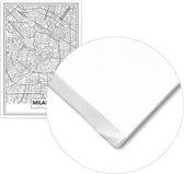 Panorama Kaart Milan Geprint Op 250gr Papier. Canvas En Witte Dibond Aluminium - Woonkamer Decoratie Foto "Canvas" 70x100 cm Canvas