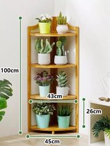 SensaHome Hoekrek - Badkamer Rek met 4 Etages - Houten Rek voor Keuken/Planten/Boeken - 1 Meter Hoog