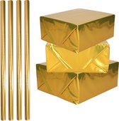 4x Rouleaux de papier cadeau / papier cadeau or métallique 200 x 70 cm - papier cadeau / papier cadeau