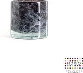 Design Vaas Cilinder - Fidrio BLACK FOREST - glas, mondgeblazen bloemenvaas - diameter 8,5 cm hoogte 8,5 cm
