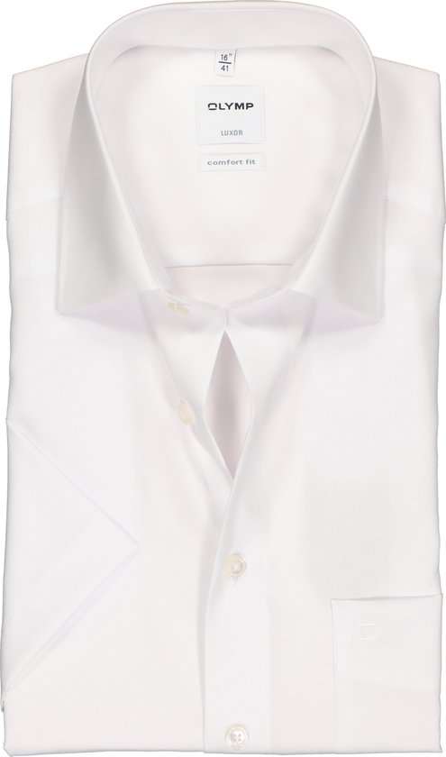 OLYMP Luxor comfort fit overhemd - korte mouw - wit - Strijkvrij - Boordmaat: