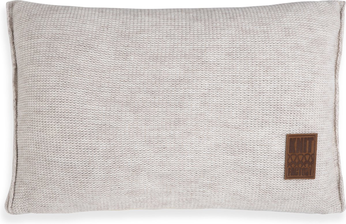 Knit Factory Uni Sierkussen - Rechthoekig kussen - Kussen woonkamer - Bank kussen - Decoratie kussen - Beige - 60x40 cm - Kussenhoes inclusief kussenvulling