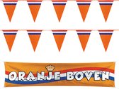 Bellatio decorations - Oranje/RWB Holland vlaggenlijnen set 2x stuks met banier vlag Oranje Boven