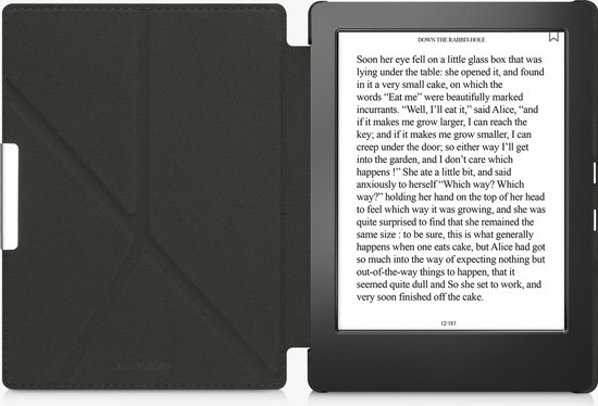 kwmobile e-reader hoesje geschikt voor Kobo Aura H2O Edition 1 hoes - Ereader flip case met standaard - E reader cover van kunstleer - In antraciet van Merkloos — afbeelding 3