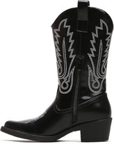 SmileFavorites® Dames Cowboylaarzen met Hak - Zwart - Imitatieleer - Maat 40