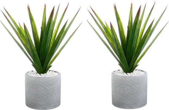 Set van 2x stuks atmosphera Aloe Vera kunstplanten in keramische pot 47 cm - Nepplanten