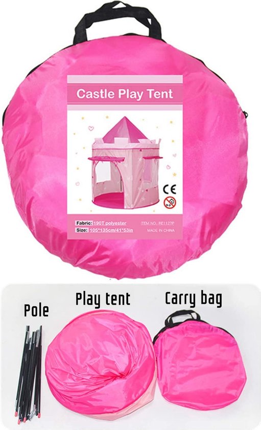 Petite Amélie ® Speeltent Beige & Bruin - Speelhuisje Binnen Met Bodem Kindertent Staand H 1 35m X 1 05m Snel Opzetten Opbergen Door Pop Up Mechanisme