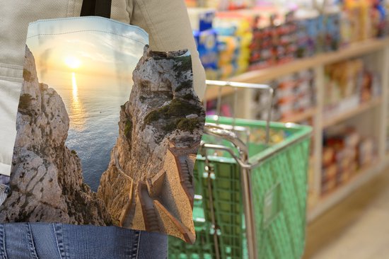 MuchoWow® Sac bandoulière - Sac de plage - Big Shopper - Sac shopping - Parois rocheuses sur l'eau en Sardaigne - 45x45 cm - Sac en coton