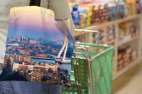 Sac bandoulière - Sac de plage - Shopper Rotterdam - Skyline - Sunset - 45x45 cm - Sac en coton