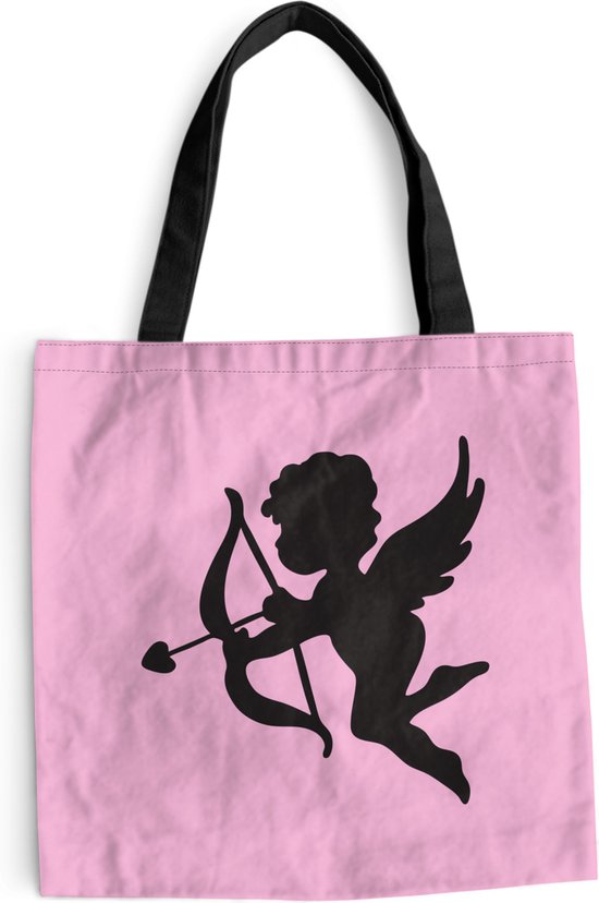 MuchoWow® Sac à bandoulière - Sac de plage - Big Shopper - Sac shopping - Amour - Amour - Rose - Cupidon - 40x40 cm - Sac en coton