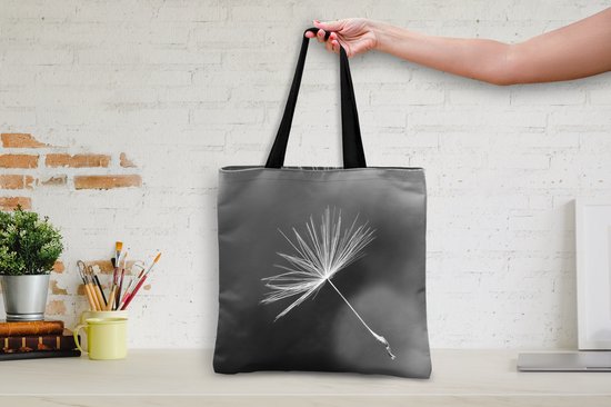 MuchoWow® Sac bandoulière - Sac de plage - Big Shopper - Sac shopping - Graine de pissenlit en noir et blanc - 45x45 cm - Sac en coton