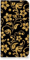 Bookcase Cadeau voor Oma Geschikt voor iPhone 14 Plus Telefoonhoesje Gouden Bloemen
