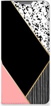 Bookcase Hoesje Xiaomi 12 Pro Smart Cover Black Pink Shapes