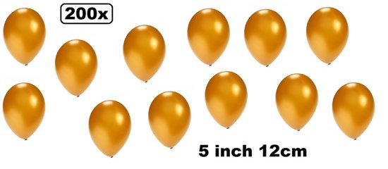 Foto: 200x mini ballon metallic goud 5 inch 12cm met ballonpomp festival thema feest party verjaardag huwelijk