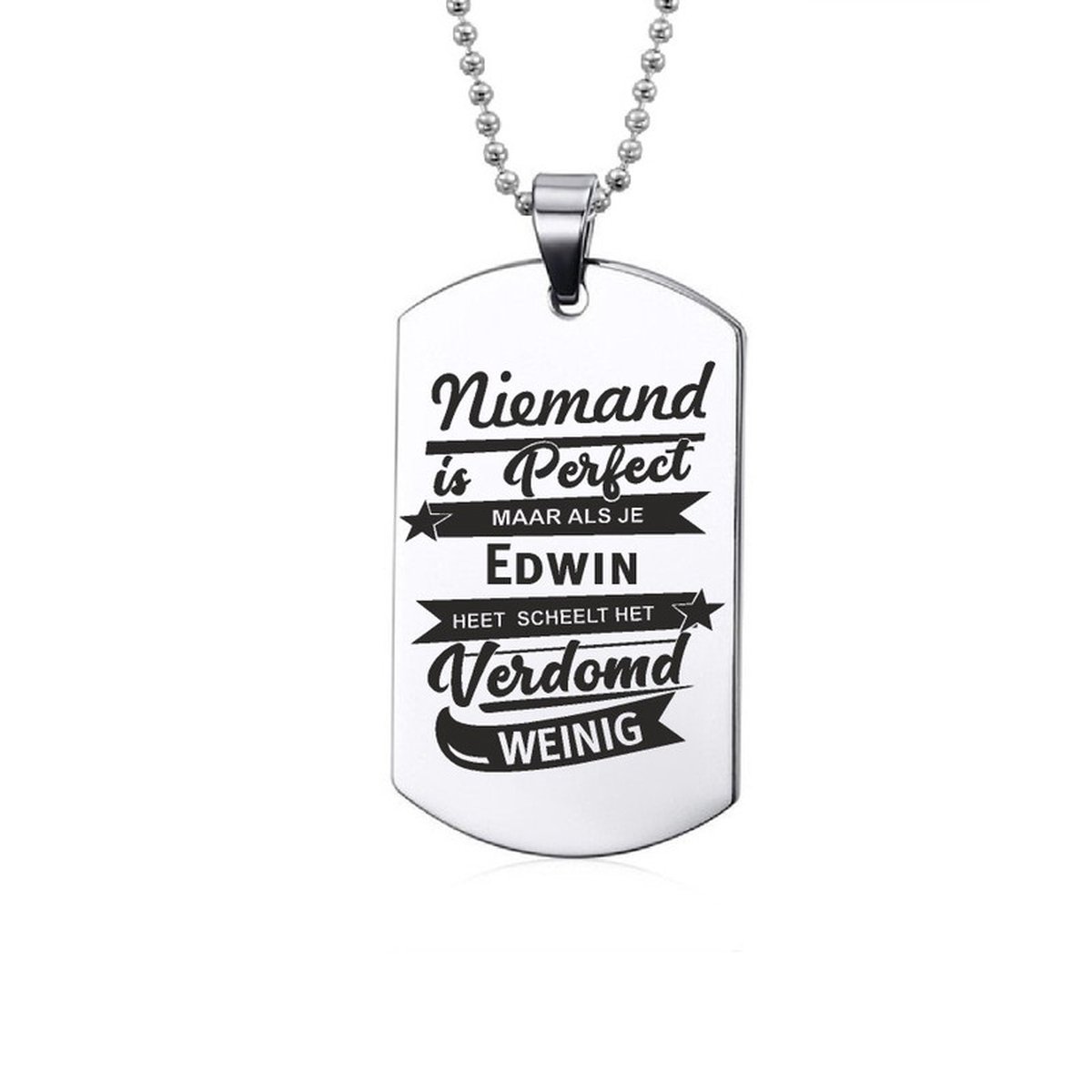 Niemand Is Perfect - Edwin - RVS Ketting