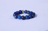 Bixorp Gems Edelsteen Ring van Lapis Lazuli - 4mm Kralen Ring - Cadeau voor haar