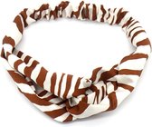 Haarband Twist Zebra Print Bruin Wit
