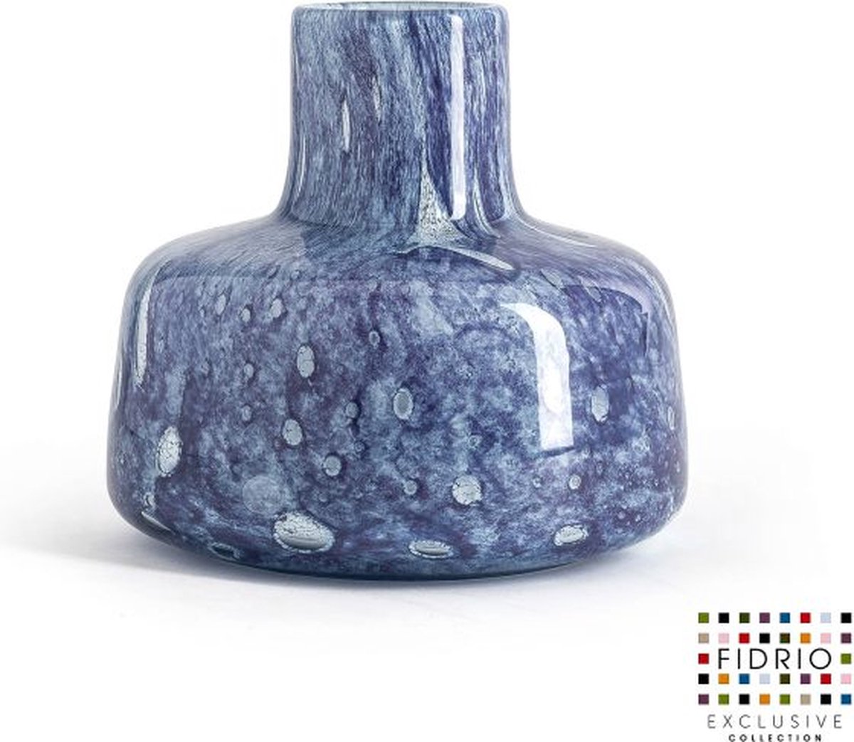 Fidrio Design Vaas Utopia PURPLE BLUE glas mondgeblazen bloemenvaas diameter 8 cm hoogte 21 cm