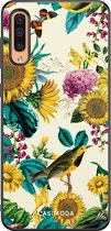 Casimoda® hoesje - Geschikt voor Samsung Galaxy A50 - Zonnebloemen / Bloemen - Zwart TPU Backcover - Bloemen - Geel