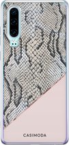 Casimoda® hoesje - Geschikt voor Huawei P30 - Snake Print - Siliconen/TPU - Soft Case - Roze - Slangenprint
