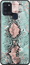 Casimoda® hoesje - Geschikt voor Samsung Galaxy A21s - Baby Snake - Luxe Hard Case Zwart - Backcover telefoonhoesje - Mint