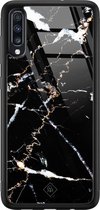 Casimoda® hoesje - Geschikt voor Samsung Galaxy A50 - Marmer Zwart - Luxe Hard Case Zwart - Backcover telefoonhoesje - Zwart