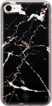 Casimoda® hoesje - Geschikt voor iPhone 8 - Marmer Zwart - Siliconen/TPU telefoonhoesje - Backcover - Marmer - Zwart