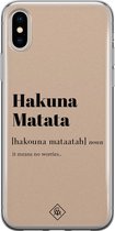 Casimoda® hoesje - Geschikt voor iPhone Xs - Hakuna Matata - Siliconen/TPU telefoonhoesje - Backcover - Tekst - Blauw