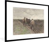 Fotolijst incl. Poster - Ploegende boer - Schilderij van Anton Mauve - 80x60 cm - Posterlijst
