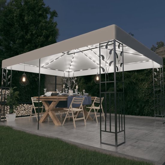 vidaXL met dubbel dak en LED-lichtslinger 3x4 m wit | bol.com