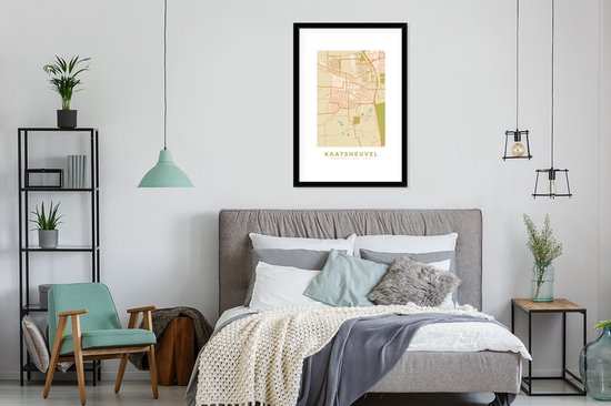 Fotolijst incl. Poster - Kaart - Stadskaart - Kaatsheuvel - Plattegrond - Vintage - 60x90 cm - Posterlijst