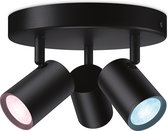 WiZ Opbouwspot Imageo Rond Zwart 3 spots - Slimme LED-Verlichting - Gekleurd en Wit Licht - GU10 - 3x 5W - Wi-Fi