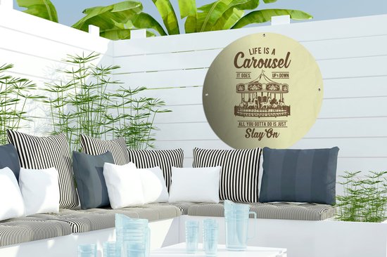 Garden Circle Carousel - Citations - Vintage - 60x60 cm - Affiche Ronde de Jardin - Extérieur