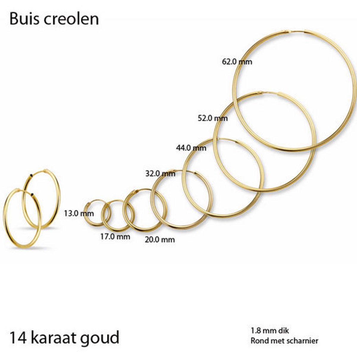 Huiscollectie 4013329 Gouden oorringen 1.8 mm