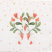 Clayre & Eef Servetten Papier Set van 20 33x33 cm (20) Wit Rood Papier Vierkant Zuurstok kerst Servetten Papieren