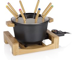 Princess Fonduepan 173025 – Elektrische fondueset - 8 personen - Geschikt voor kaas, olie, chocolade en bouillon - 2 meter snoer - Regelbare thermostaat - Bamboe – 1.5 liter