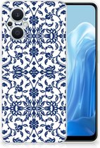 GSM Hoesje OPPO Reno8 Lite Trendy Telefoonhoesjes Flower Blue