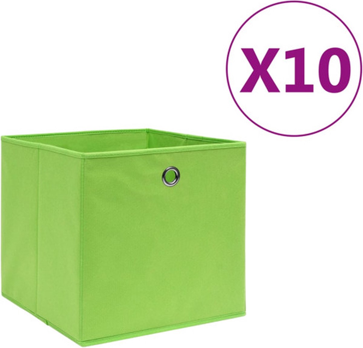 vidaXL - Opbergboxen - 10 - st - 28x28x28 - cm - nonwoven - stof - groen