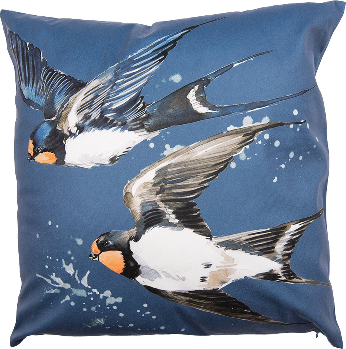 Kussenhoes 45x45 cm Blauw Wit Polyester Vogels