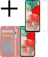 Hoes Geschikt voor Samsung A23 Hoesje Book Case Hoes Flip Cover Wallet Bookcase Met Screenprotector - Rosé goud.