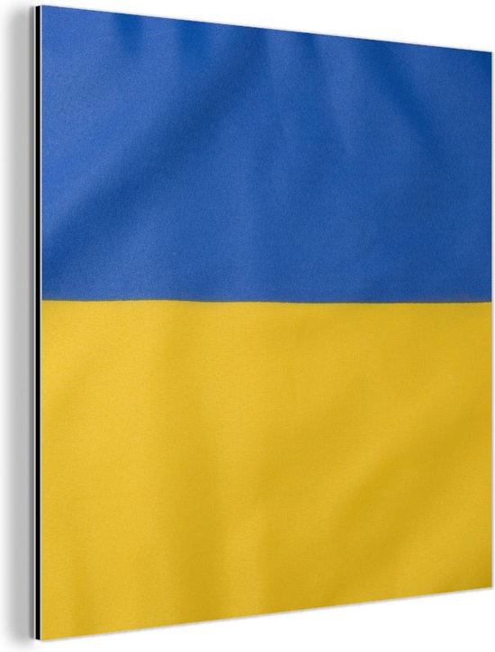 Wanddecoratie Metaal - Aluminium Schilderij - Close-up van de vlag van Oekraïne