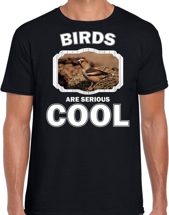 Dieren vogels t-shirt zwart heren - birds are serious cool shirt - cadeau t-shirt appelvink vogel/ vogels liefhebber XXL