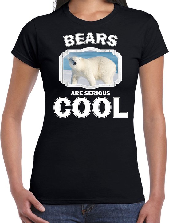 Dieren ijsberen t-shirt zwart dames - bears are serious cool shirt - cadeau t-shirt grote ijsbeer/ ijsberen liefhebber XL