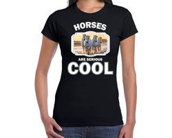 Dieren paarden t-shirt zwart dames - horses are serious cool shirt - cadeau t-shirt wit paard/ paarden liefhebber XL